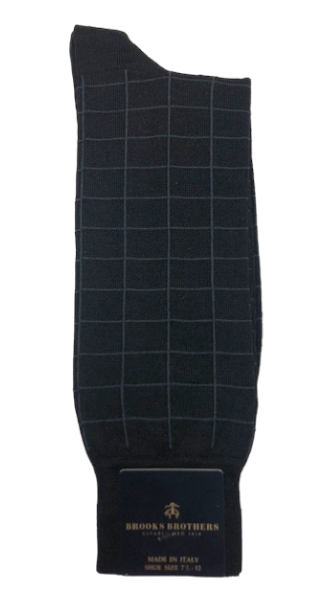 Brooks Brothers Merino Blend Windowpane Crew Sock: Black