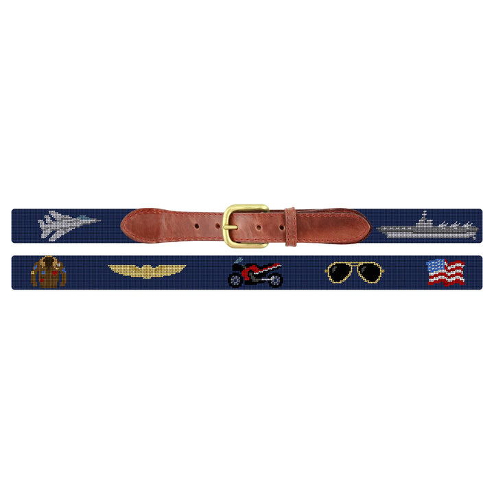 Smathers and Branson Needlepoint Wingman Belt: Classic Navy