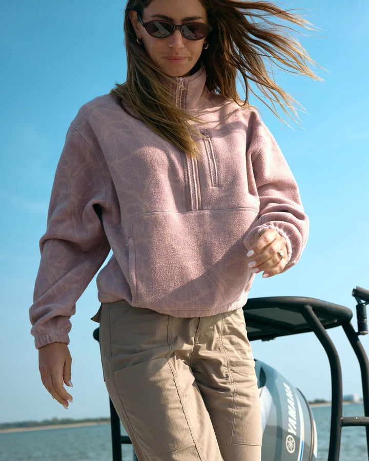 Free Fly Women's Ashridge Fleece Half Zip: Cosmic Bloom Plum
