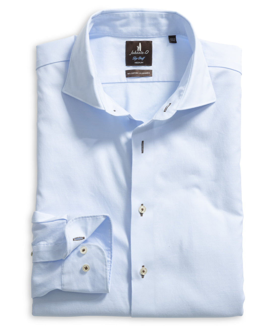 Johnnie-O Top Shelf Stretch Twill Solid Button Up Shirt: Gulf Blue