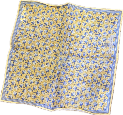 Robert Jensen Yellow Flower Linen Pocket Square