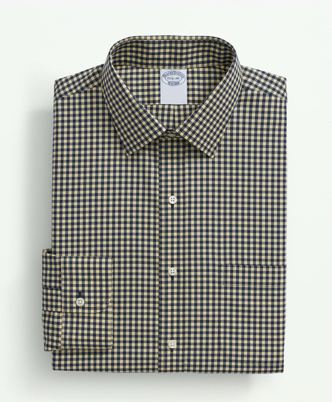 Brooks Brothers Stretch Supima® Cotton Non-Iron Pinpoint Oxford Ainsley Collar, Gingham Dress Shirt