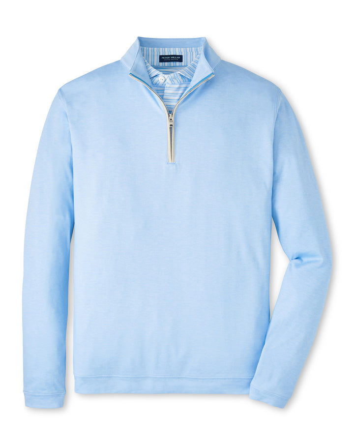 Peter Millar Albatross Cotton-Blend Piqué Quarter-Zip: Blue Topaz