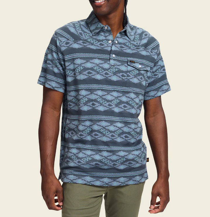 Howler Brothers Ranchero Jacquard Polo - Zango Jacquard: Blue Shimmer