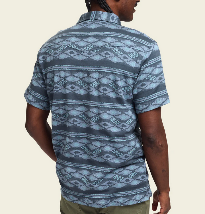 Howler Brothers Ranchero Jacquard Polo - Zango Jacquard: Blue Shimmer