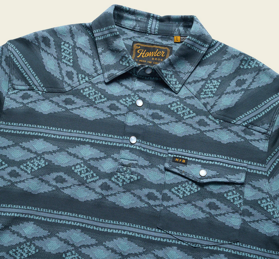 Howler Brothers Ranchero Jacquard Polo - Zango Jacquard: Blue Shimmer