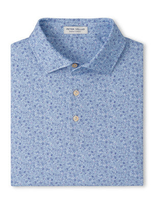Peter Millar Parker Performance Jersey Polo with Pimento Cheese: Stream Blue