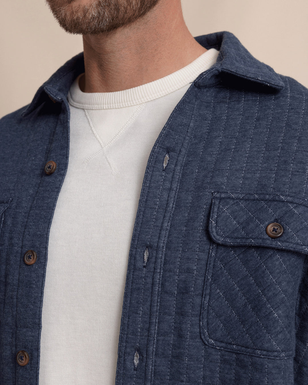 Southern Tide Fairwood Quilted Knit Shacket: Dress Blue
