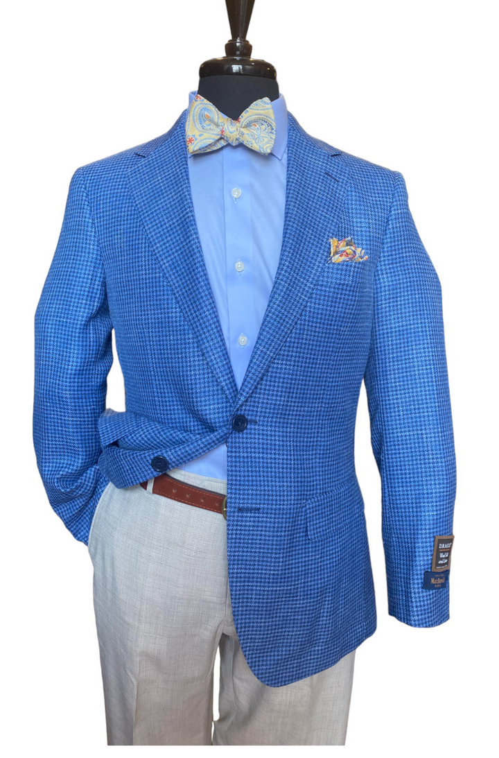 Maxdavoli by MaxMan Drago Tailored Blue Houndstooth Sport Coat