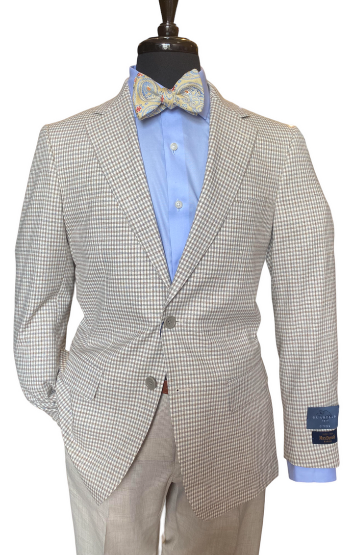 Maxdavoli by MaxMan Guabello Soft Oatmeal Check Sport Coat