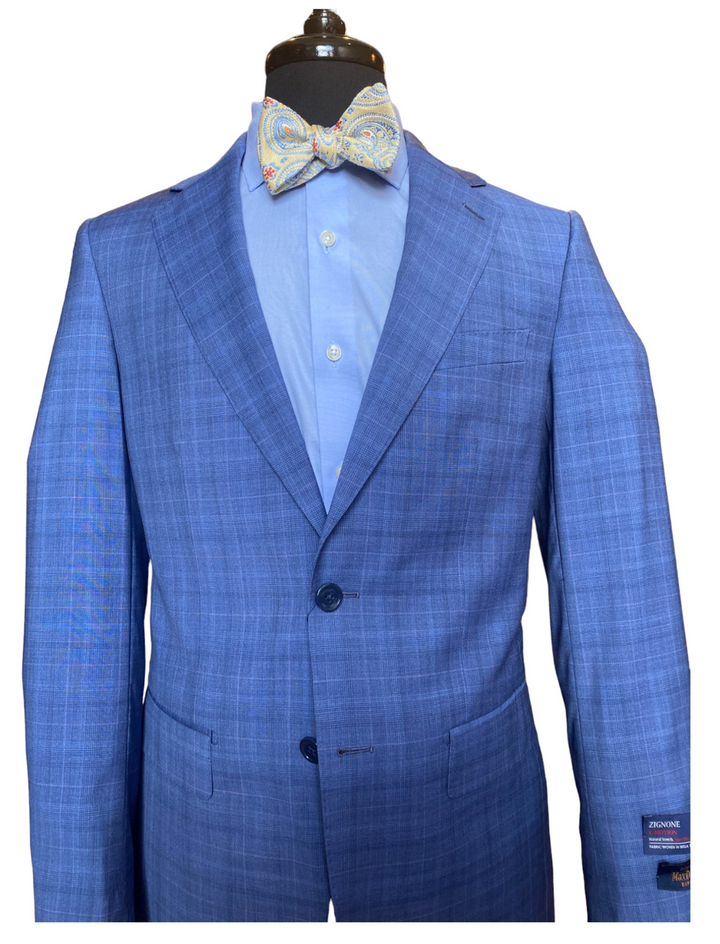 MaxDavoli by MaxMan Blue Tonal Plaid Suit