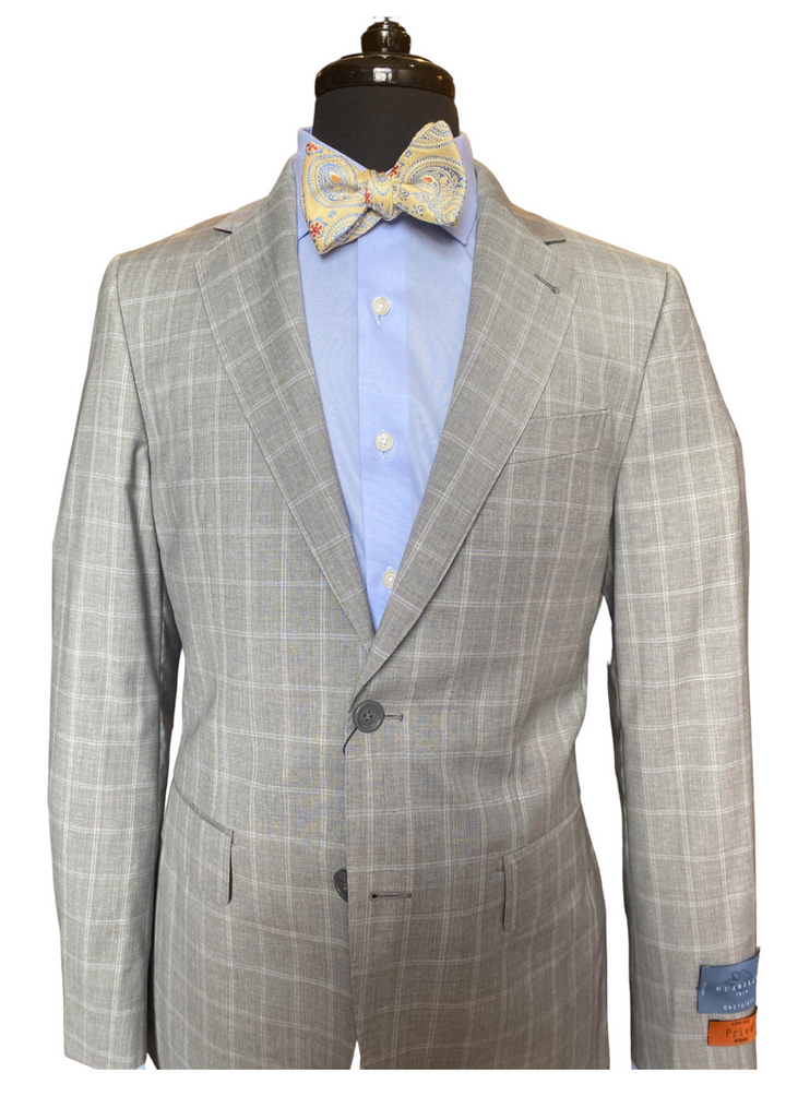 Prive by MaxMan Grey/Blue Windowpane Suit