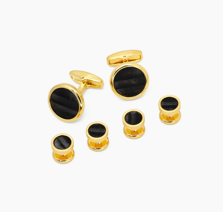 Brackish Cufflink & Studs Set: Chino (Gold)