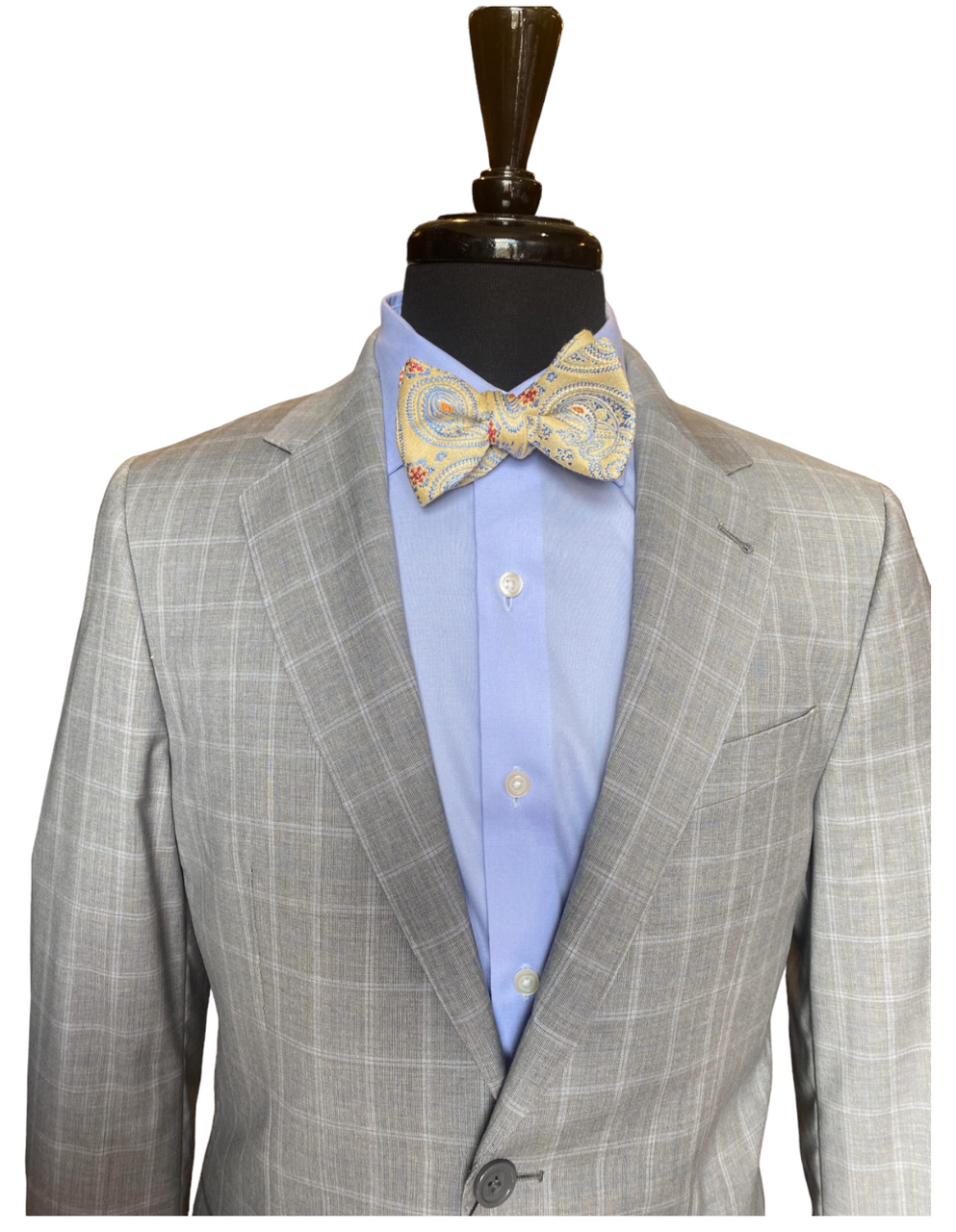 Prive by MaxMan Grey/Blue Windowpane Suit