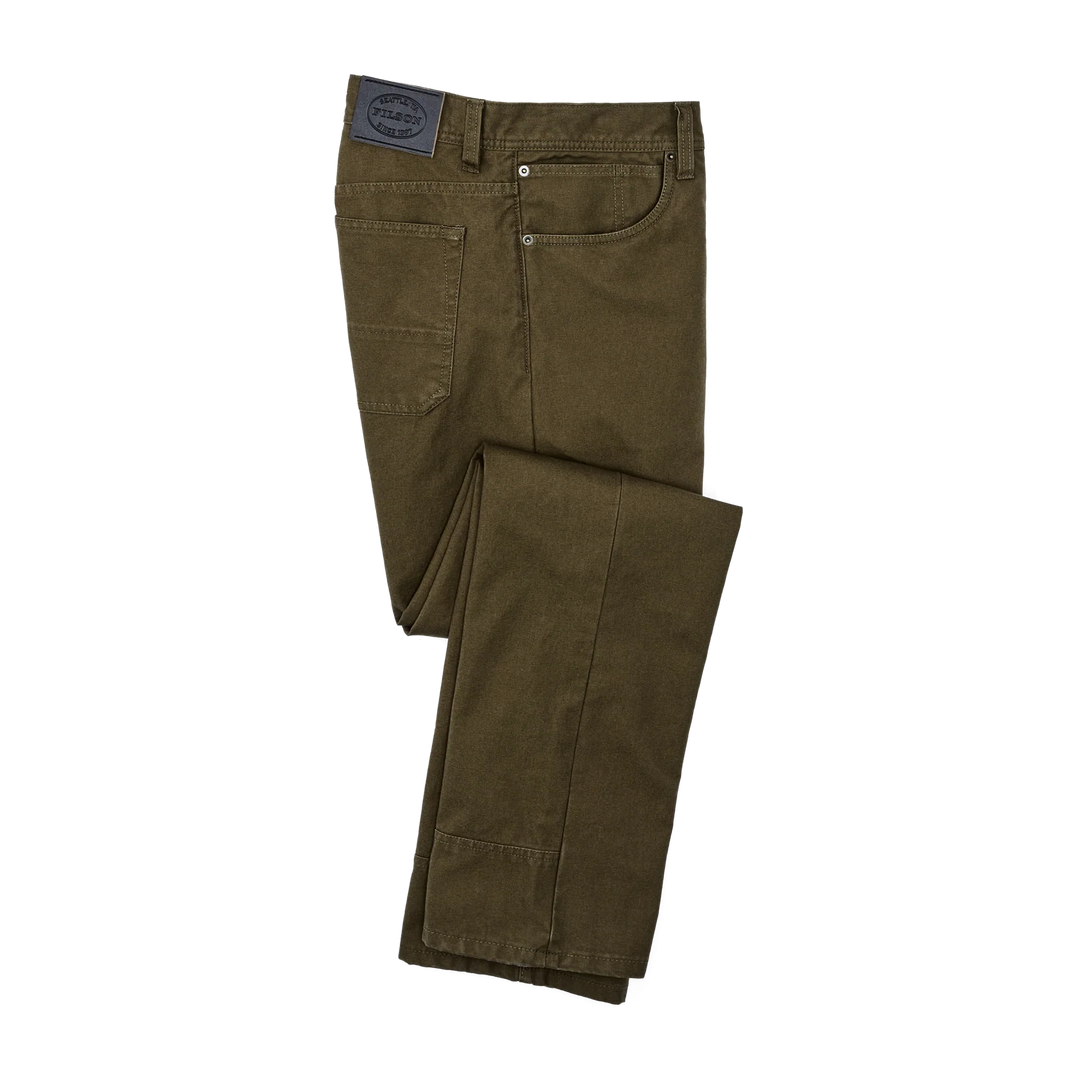 Filson Dry Tin Cloth 5-Pocket Pants: Marsh Olive