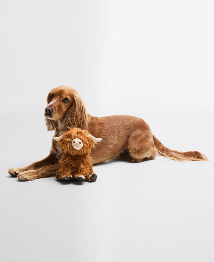 Barbour Highland Cow Dog Toy: Brown/Classic