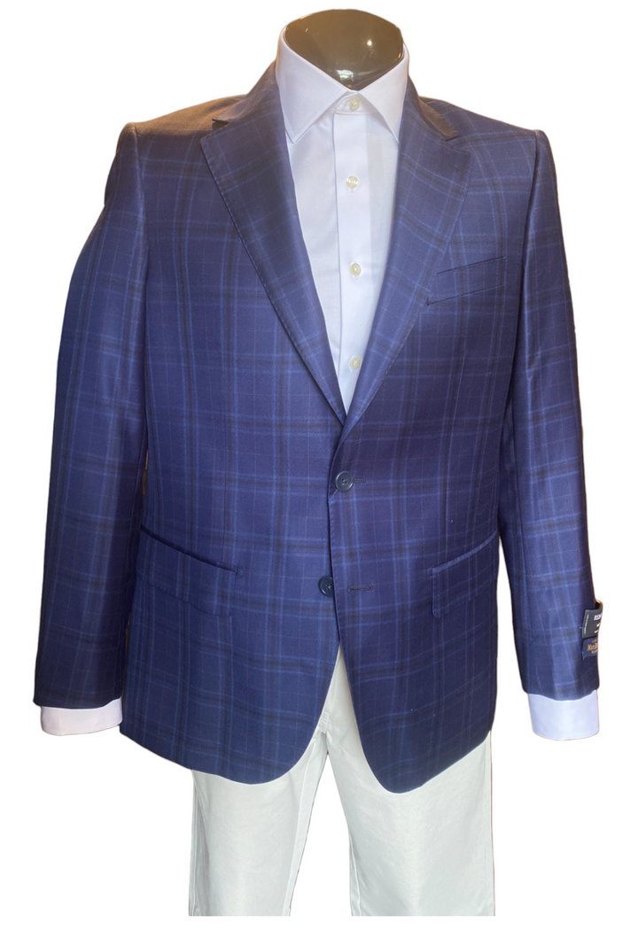 MaxDavoli by MaxMan Navy Plaid Wool Sportcoat