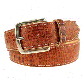 T.B. Phelps Travis Moc Croc Belt: Sport Rust/Khaki Edge