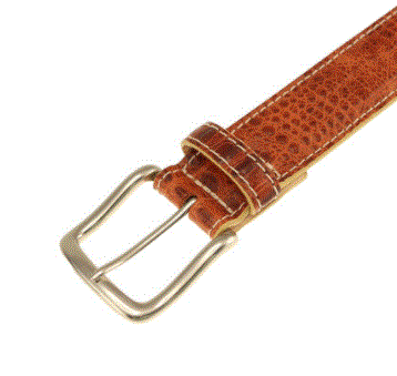 T.B. Phelps Travis Moc Croc Belt: Sport Rust/Khaki Edge