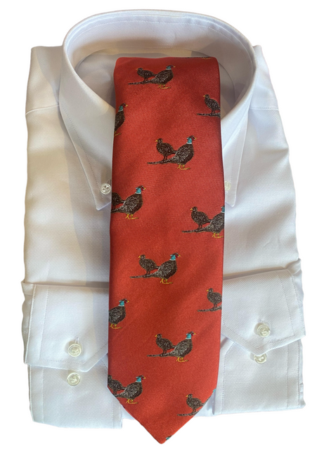 Seaward & Stearn Standing Pair of Quail on Red Tie