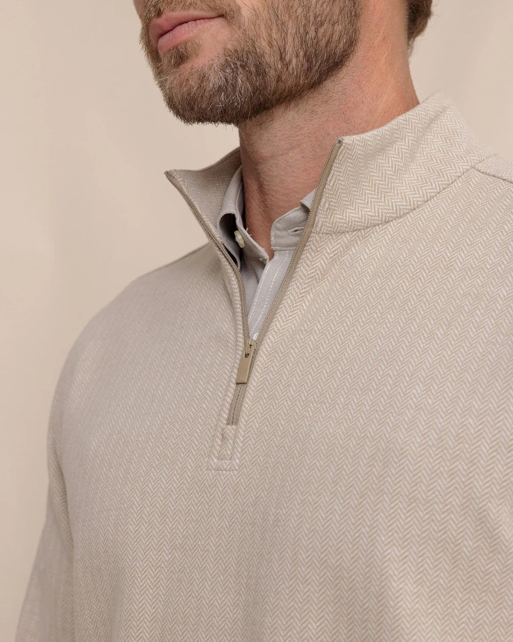 Southern Tide Adler Lane Quarter Zip: Sandstone Khaki