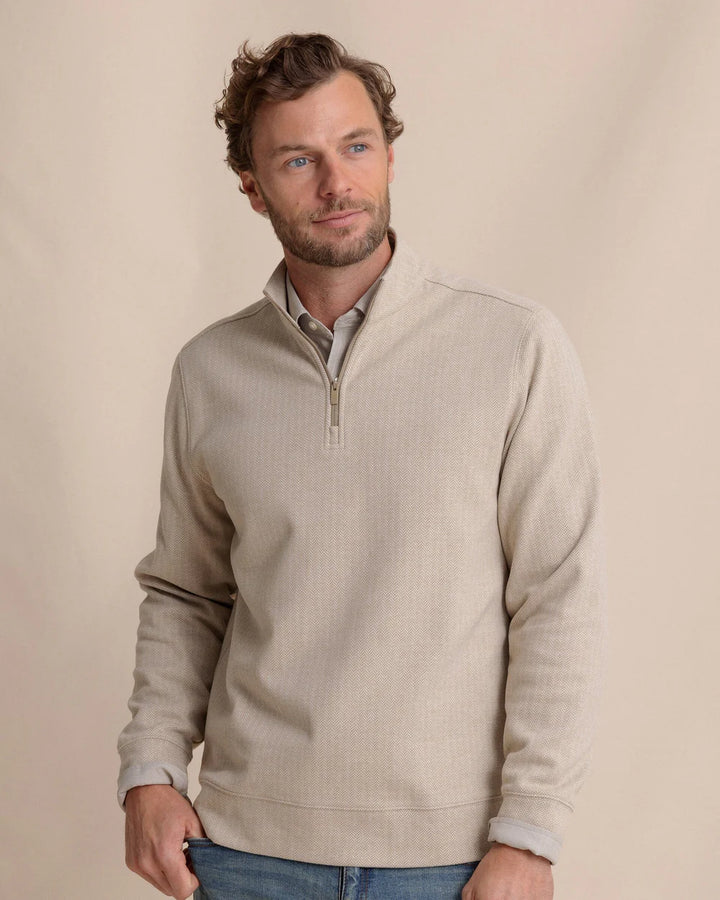 Southern Tide Adler Lane Quarter Zip: Sandstone Khaki
