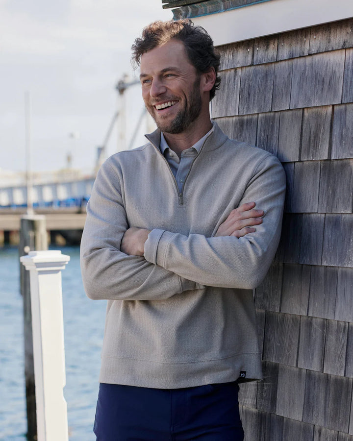 Southern Tide Adler Lane Quarter Zip: Sandstone Khaki