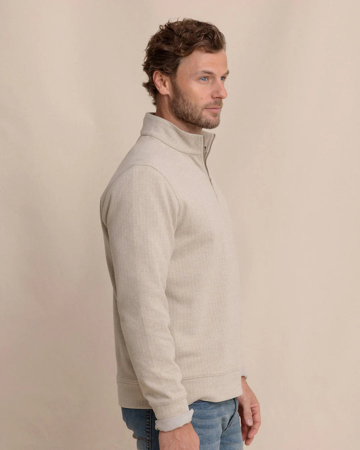 Southern Tide Adler Lane Quarter Zip: Sandstone Khaki