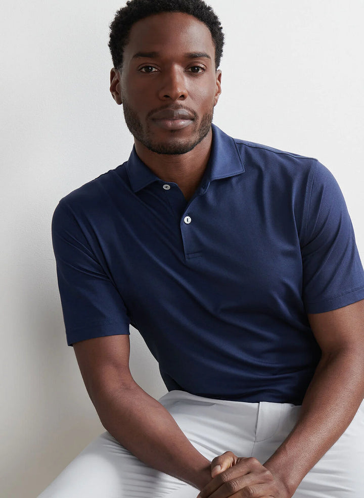 Peter Millar Crown Crafted Albatross Cotton-Blend Pique Polo: Navy