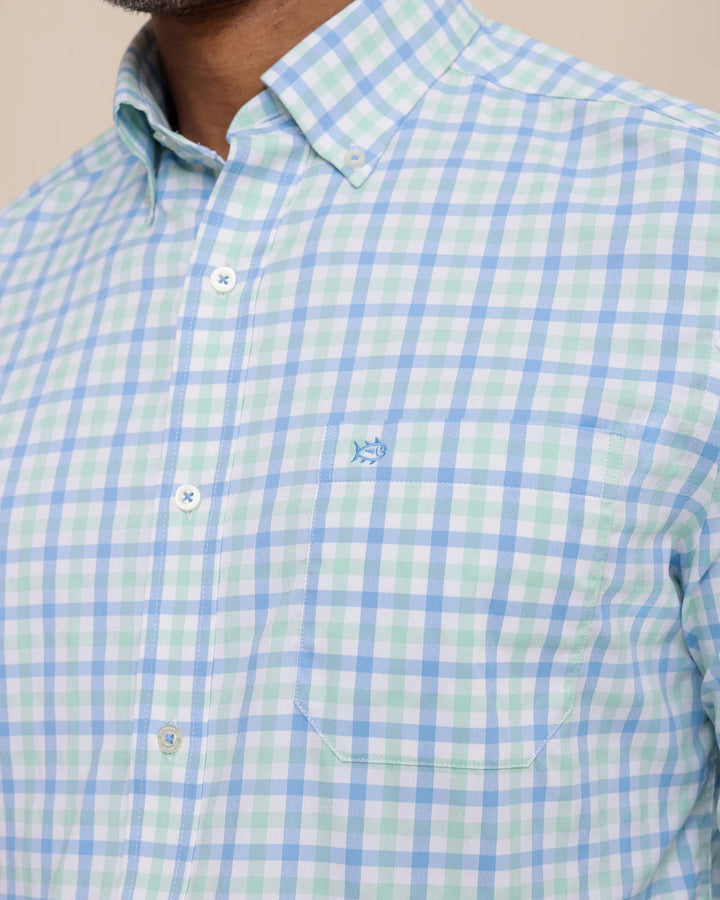 Southern Tide Albemarle Gingham brrr°® Intercoastal Sport Shirt: Boat Blue