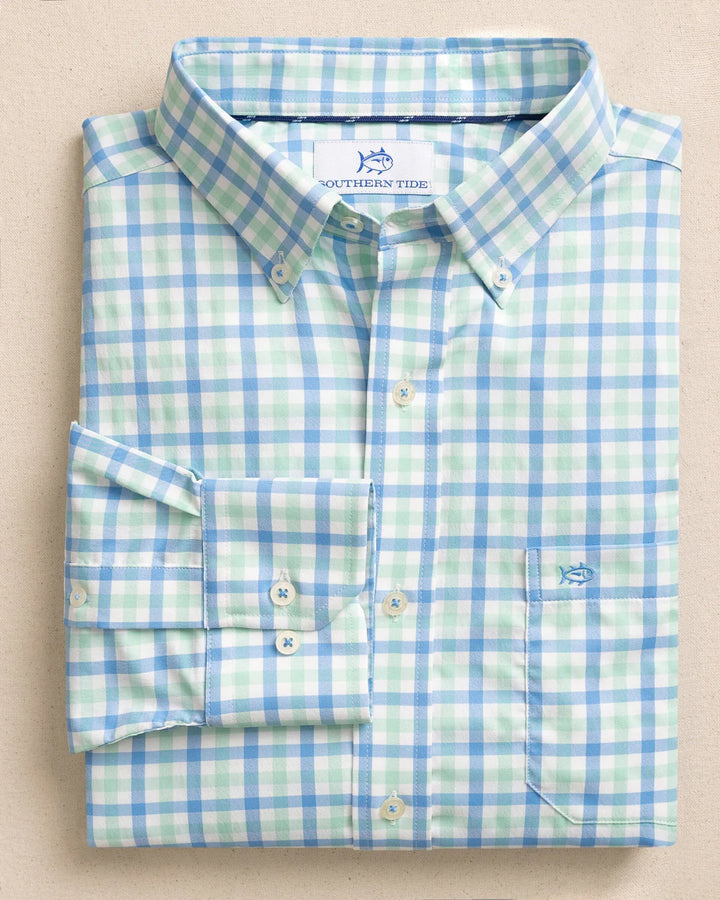 Southern Tide Albemarle Gingham brrr°® Intercoastal Sport Shirt: Boat Blue
