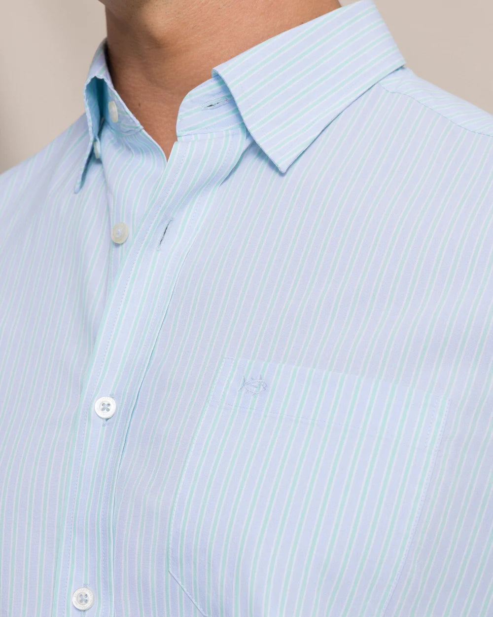 Southern Tide Charleston Amelia Island Stripe Sport Shirt: Ocean Channel