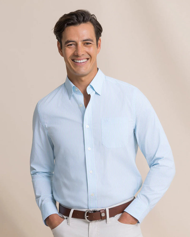 Southern Tide Charleston Amelia Island Stripe Sport Shirt: Ocean Channel