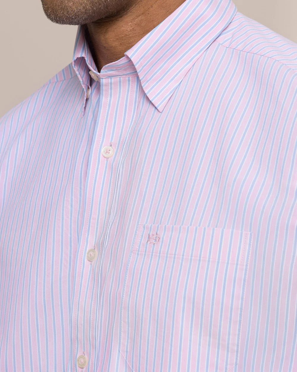 Southern Tide Charleston Amelia Island Stripe Sport Shirt: Sea Mist