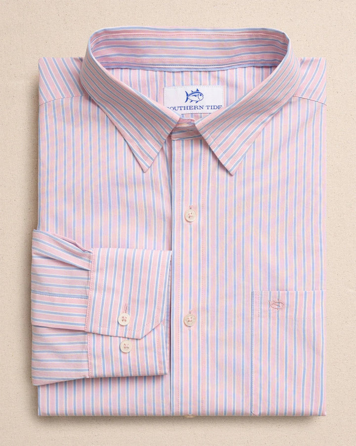 Southern Tide Charleston Amelia Island Stripe Sport Shirt: Sea Mist