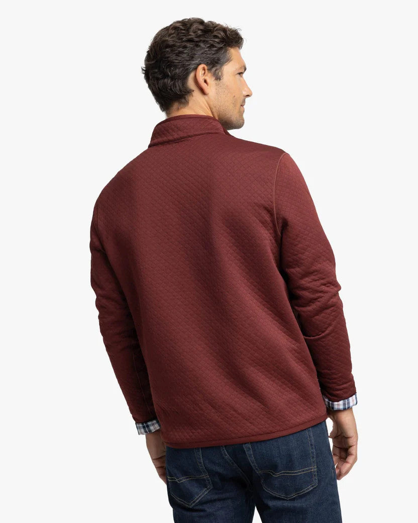 Southern Tide Arden Reversible Quarter Zip: Bordeaux Red