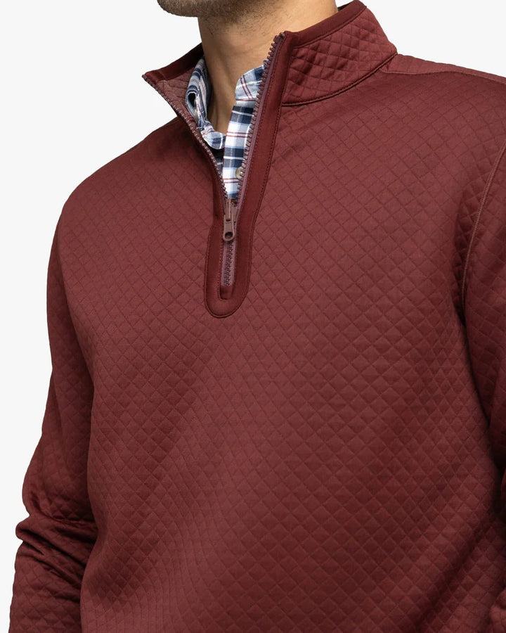 Southern Tide Arden Reversible Quarter Zip: Bordeaux Red