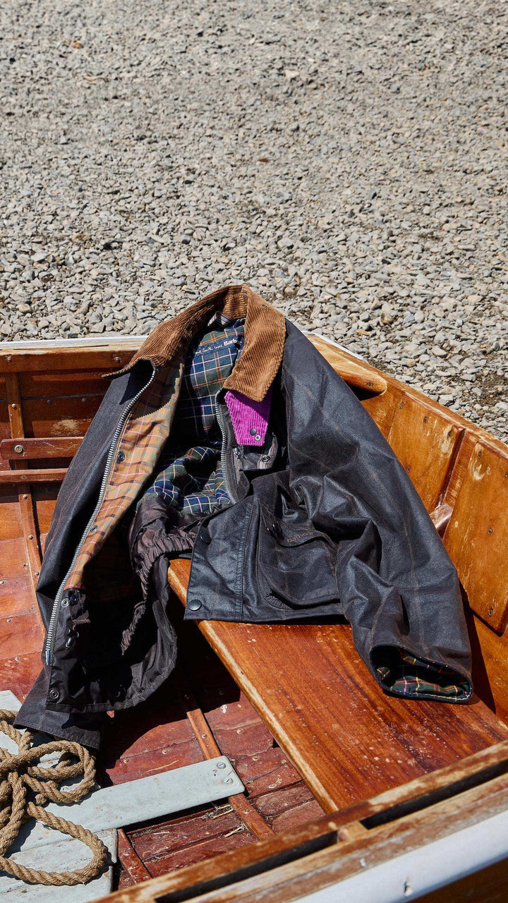 Barbour x Paul Smith Transport Windowpane Wax Jacket: Rustic/Bark