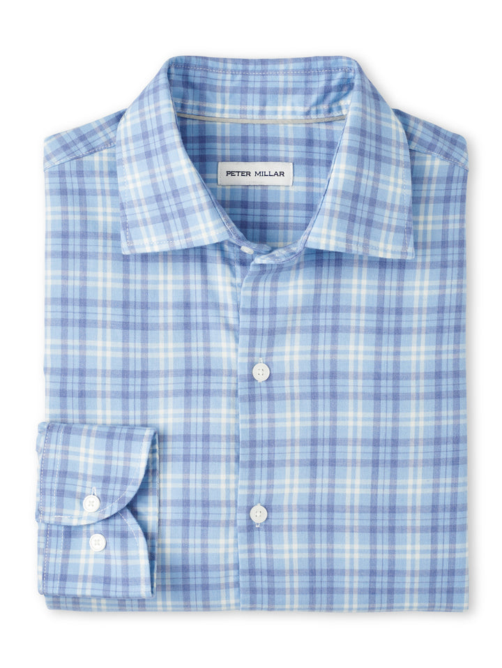 Peter Millar Bar Harbor Performance Flannel Sport Shirt: Ruddy Blue
