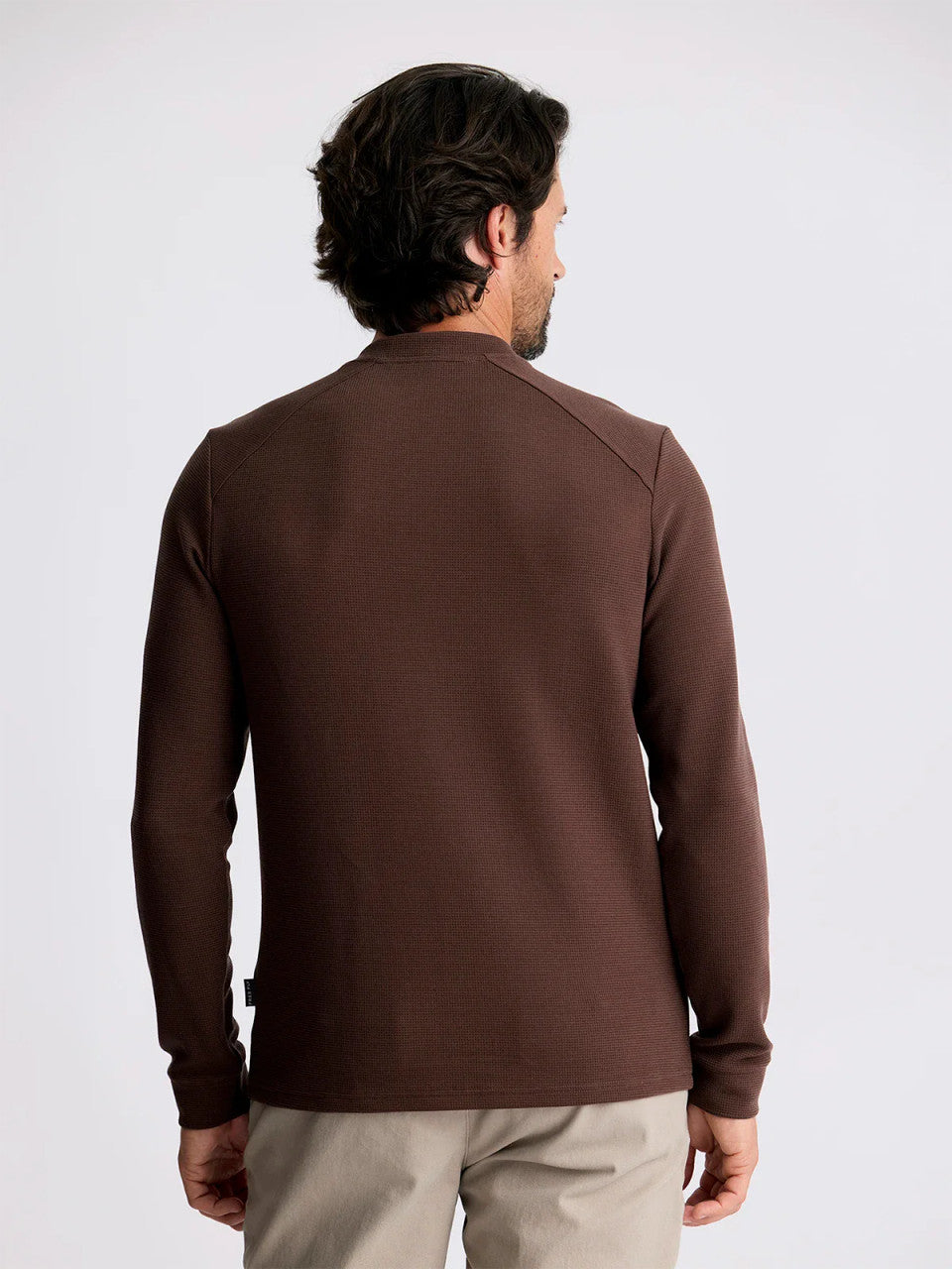 Free Fly Men's Waffle Long Sleeve Henley: Chestnut