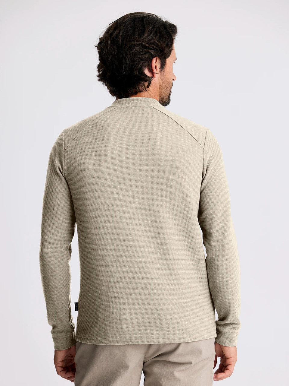 Free Fly Men's Waffle Long Sleeve Henley: Sandstone