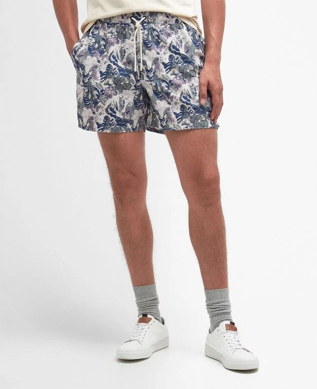 Barbour Hindle Palm-Leaf Swim Shorts: Olive