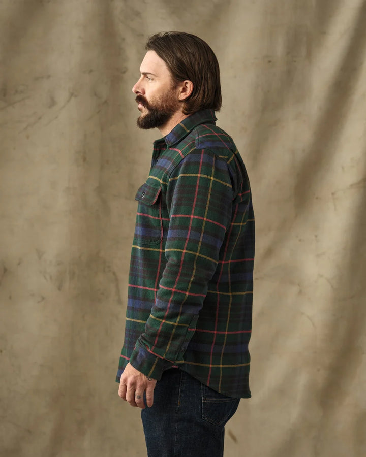Filson Vintage Flannel Work Shirt: Green/Navy Plaid