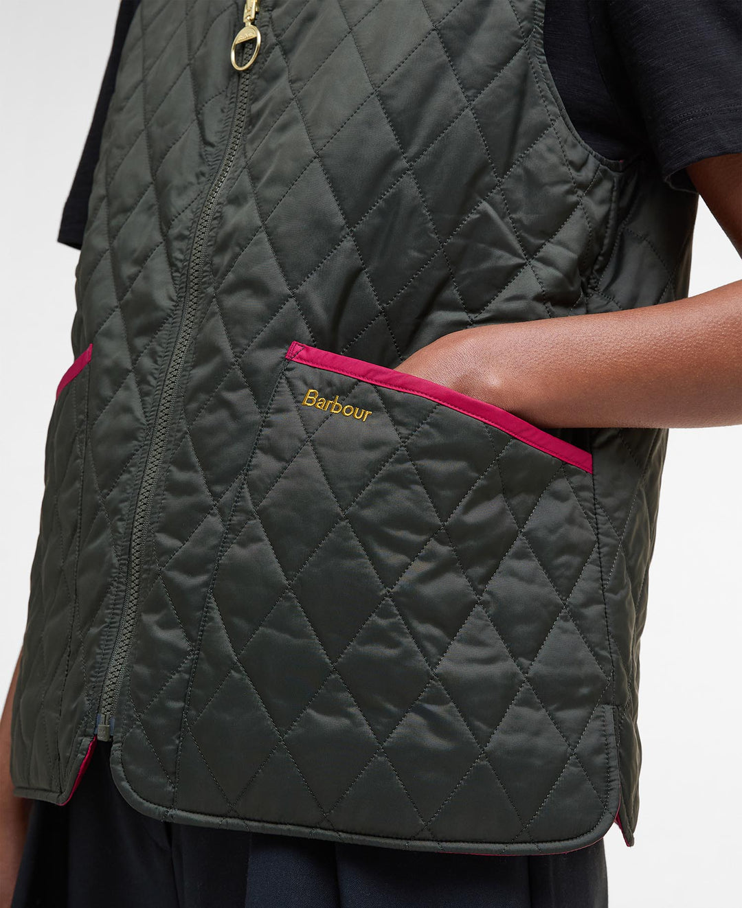 Barbour My Barbour Reversible Quilted Liner: Sage/Zeni Pink