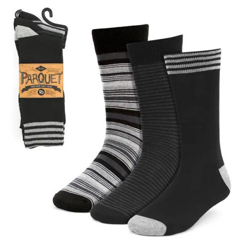 Parquet 3-Pack Black and Grey Striped Socks