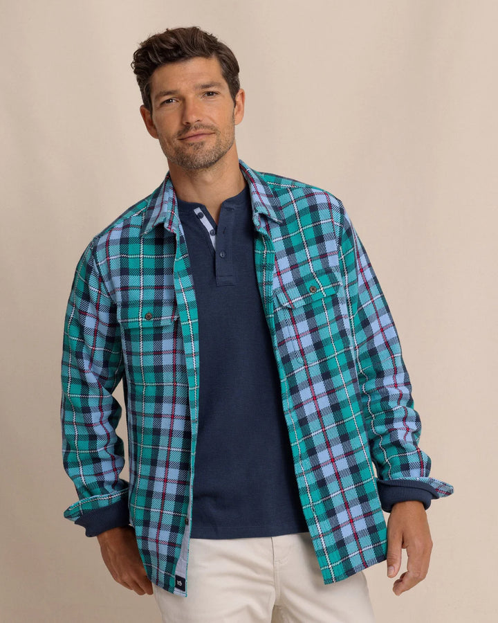 Southern Tide Beach Bluff Plaid Twill Shirt: Spruce Shade