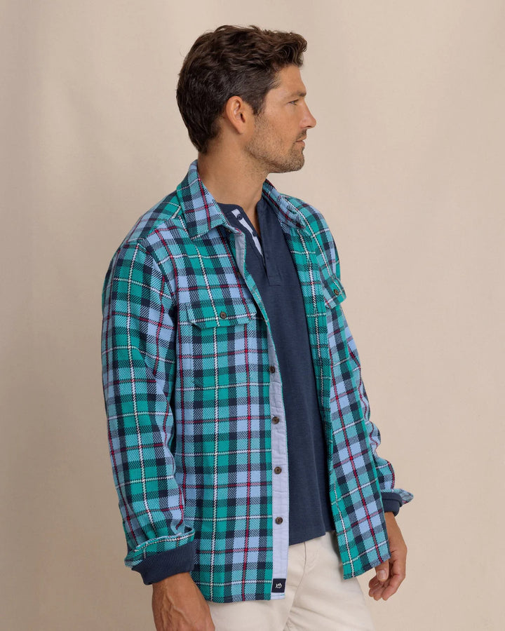 Southern Tide Beach Bluff Plaid Twill Shirt: Spruce Shade