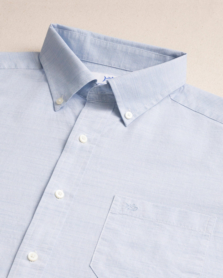 Southern Tide Beachcomber Stripe Sport Shirt: Light Blue