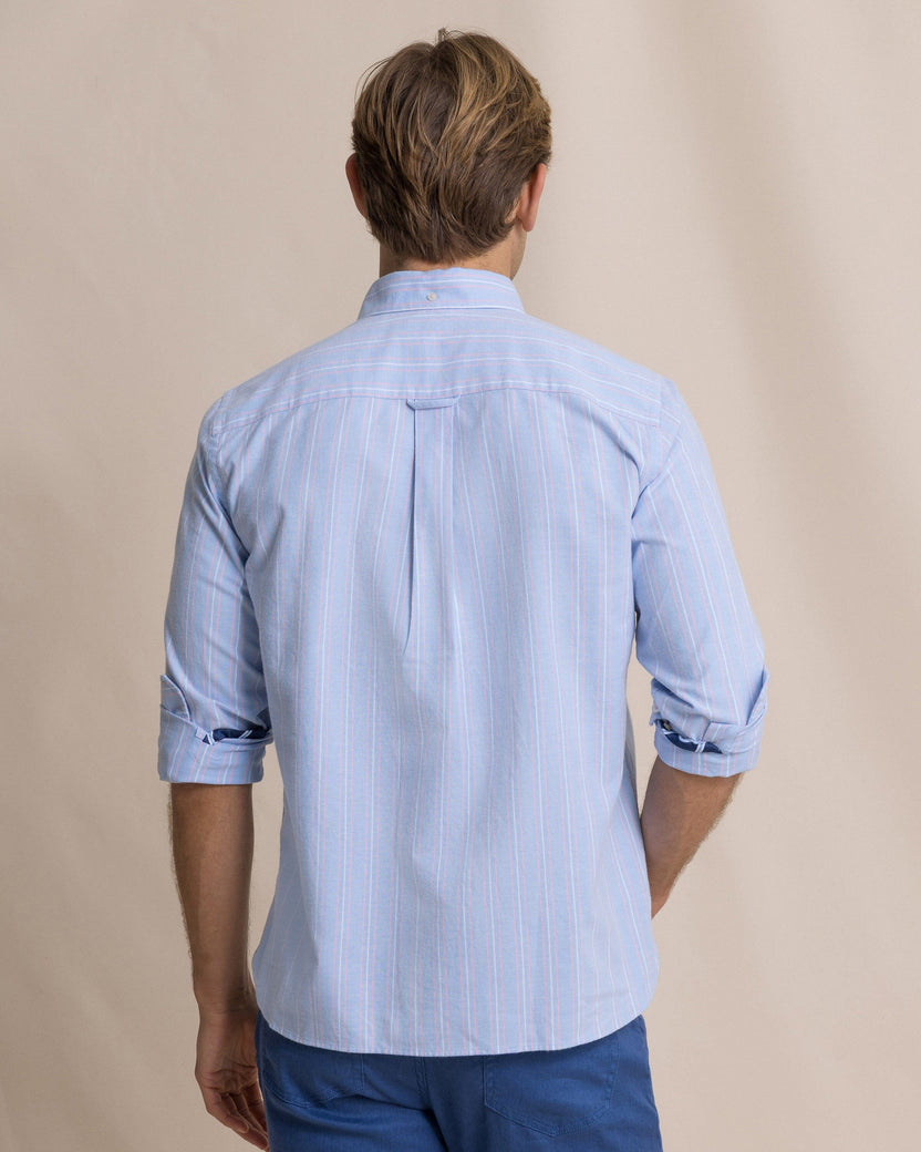 Southern Tide Beachside Charleston Oxford Stripe Sport Shirt: Ocean Channel