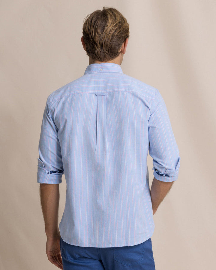 Southern Tide Beachside Charleston Oxford Stripe Sport Shirt: Ocean Channel